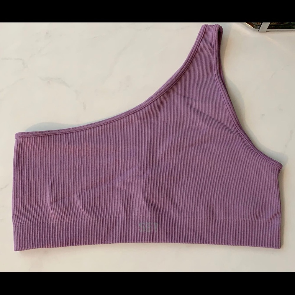 Set Active One Shoulder Ribbed Sports Bra